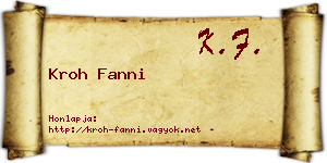 Kroh Fanni névjegykártya
